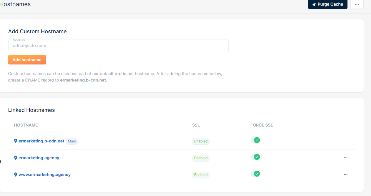 BunnyCDN caching configuration settings