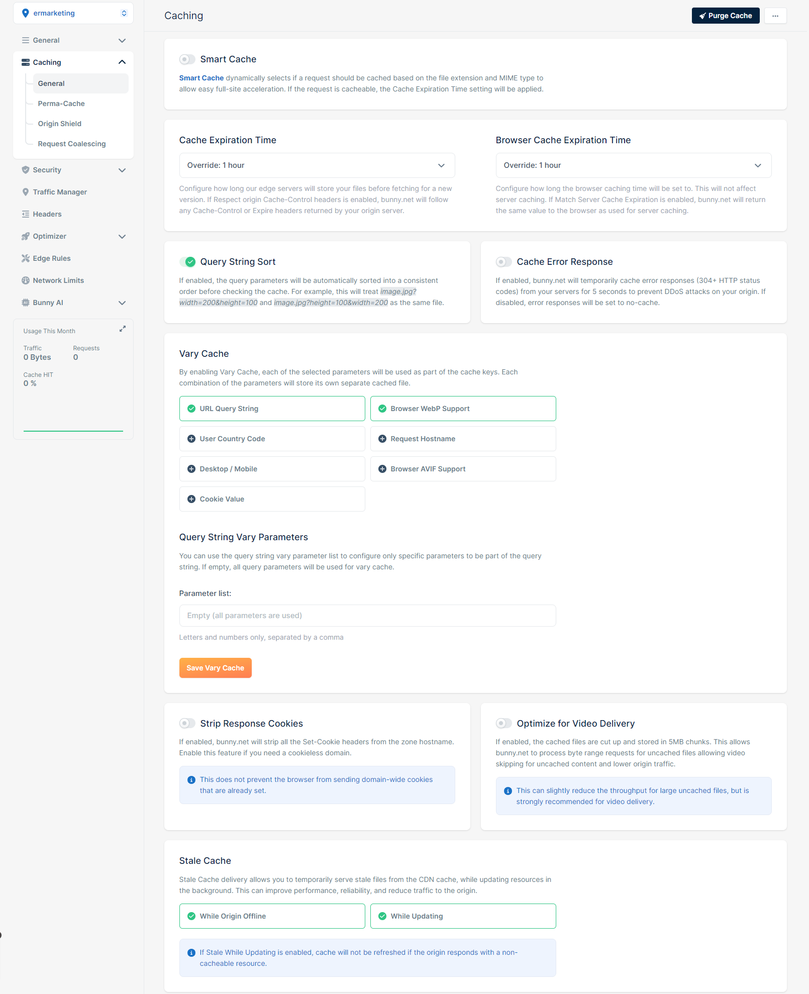 BunnyCDN edge rules configuration